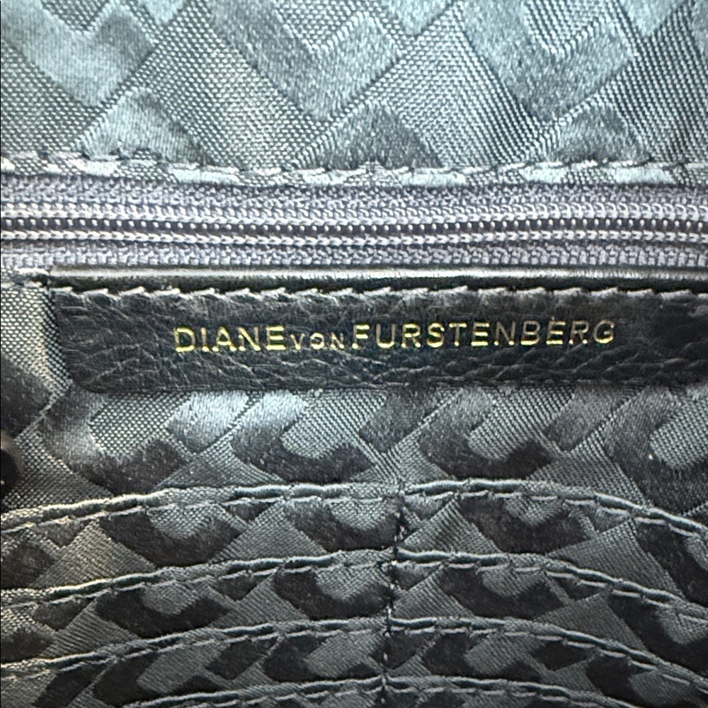 Diane Von Furstenberg Elegant Beige Envelope Clutch purse wallet gray gold - Picture 5 of 9